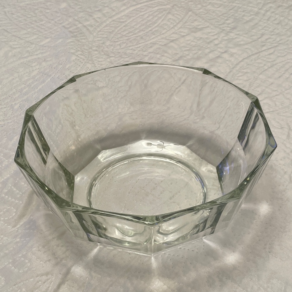 MCM Crystal Clear Faceted 10 Panel Glass Serving Bowl